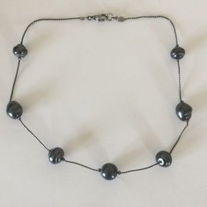 Gun metal gray beaded necklace dressy necklace